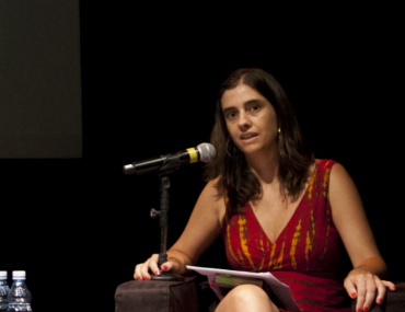 Ana Pato during public talk in São Paulo
