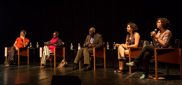 Roy Dib (Lebanon), N'Goné Fall (Senegal/France), Abdoulaye Konaté (Mali), Júlia Rebouças (Brazil), Sabrina Moura (Brazil)
Photo:&nbsp;Tiago Lima
